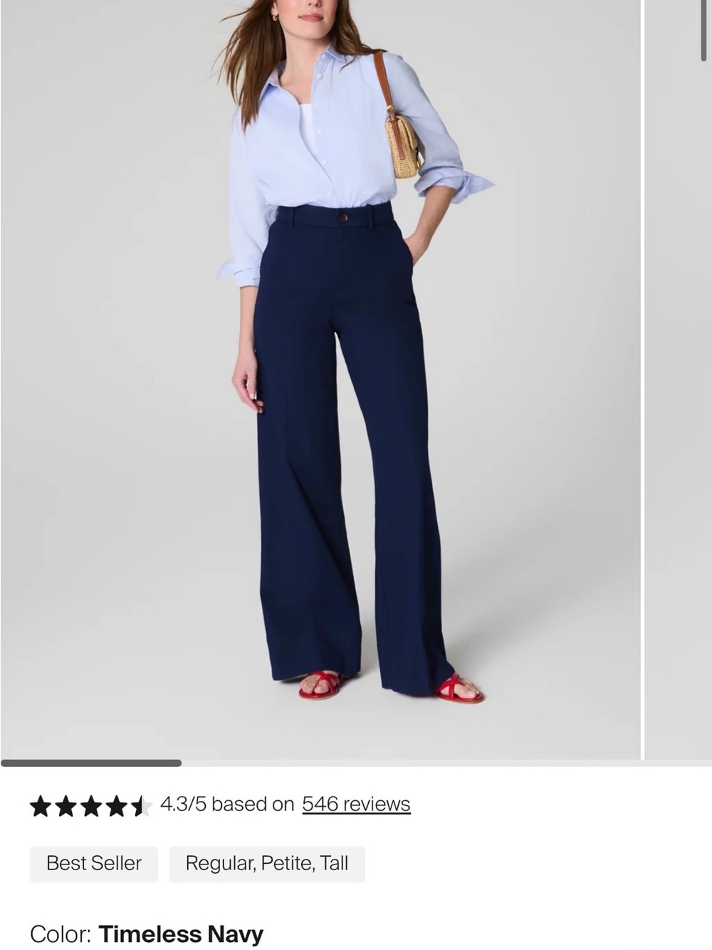 NWT SPANX Timeless Navy Wide-Leg Pants